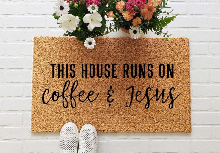 Doormats with Sayings, Carisa Thom, With Coffee & Grace